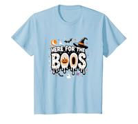 Qui per i Boos: Spooky Halloween Party Fun Maglietta, Bambini, Celeste, 3 Anni