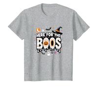 Qui per i Boos: Spooky Halloween Party Fun Maglietta, Bambini, Grigio Melange, 6 Anni