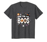 Qui per i Boos: Spooky Halloween Party Fun Maglietta, Bambini, Grigio Scuro, 3 Anni