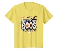 Qui per i Boos: Spooky Halloween Party Fun Maglietta, Bambini, Limone, 4 Anni
