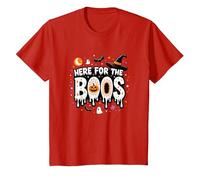 Qui per i Boos: Spooky Halloween Party Fun Maglietta, Bambini, Rosso, 2 Anni