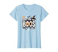 Qui per i Boos: Spooky Halloween Party Fun Maglietta, Donna, Celeste, S