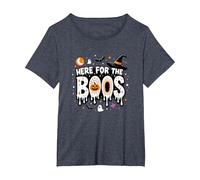 Qui per i Boos: Spooky Halloween Party Fun Maglietta, Donna Plus-Size, Pervinca, 2X