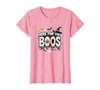 Qui per i Boos: Spooky Halloween Party Fun Maglietta, Donna, Rosa, L