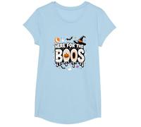 Qui per i Boos: Spooky Halloween Party Fun Maglietta, Ragazze, Celeste, M
