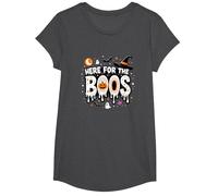 Qui per i Boos: Spooky Halloween Party Fun Maglietta, Ragazze, Grigio Scuro, M