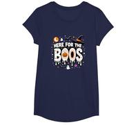 Qui per i Boos: Spooky Halloween Party Fun Maglietta, Ragazze, Navy, L