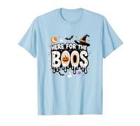 Qui per i Boos: Spooky Halloween Party Fun Maglietta, Uomo, Celeste, S