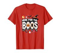 Qui per i Boos: Spooky Halloween Party Fun Maglietta, Uomo, Rosso, M