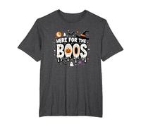 Qui per i Boos: Spooky Halloween Party Fun Maglietta, Uomo Taglie Grandi, Grigio Scuro, 2X Tall