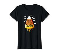 Qui per Il cercatore di Caramelle di Halloween Maglietta, Donna, Nero, XL