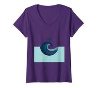 Qui per l'oceano: Surfer's Paradise Wave Maglietta con Collo a V, Donna, Viola, XL