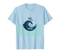 Qui per l'oceano: Surfer's Paradise Wave Maglietta, Uomo, Celeste, 3XL