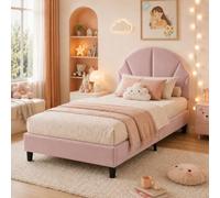 Quiaviank Letto imbottito 90 x 200 cm, Letto singolo con Testiera regolabile, Letto per bambini con rete a doghe e cassetto, senza materasso, Tessuto velluto
