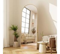 Quiaviank Specchio intero con cornice in alluminio, vetro temperato, curvo, da appendere, inclinabile, per soggiorno, camera da letto, guardaroba, 164 x 54 cm