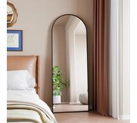 Quiaviank Specchio intero con cornice in alluminio, vetro temperato, curvo, da appendere, inclinabile, per soggiorno, camera da letto, guardaroba, 162 x 53 cm