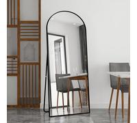 Quiaviank Specchio intero con cornice in alluminio, vetro temperato, curvo, da appendere, inclinabile, per soggiorno, camera da letto, guardaroba, 180 x 80 cm