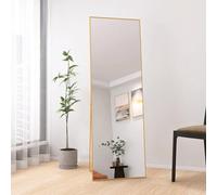 Quiaviank Specchio intero con cornice in alluminio, vetro temperato, specchio rettangolare da appendere, inclinabile, per soggiorno, camera da letto, guardaroba, 162 x 53 cm