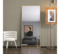 Quiaviank Specchio intero con cornice in alluminio, vetro temperato, specchio rettangolare da appendere, inclinabile, per soggiorno, camera da letto, guardaroba, 180 x 80 cm