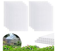Quibbay Confezione da 8 pannelli in policarbonato per serre, 20 x 15 x 0,4 cm, impermeabili, protetti dai raggi UV, pannelli per tetto a doppia parete, pannelli in plastica ondulata per coperture di