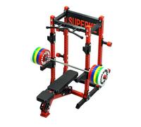 Quibuilds Mini set di attrezzature da palestra in scala 1/12, con bilanciere, panca e supporto per squat, display da tavolo per gli amanti del fitness/appassionati di palestra