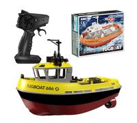 Quibuilds Rimorchiatore elettrico radiocomandato 1/72, 2,4 GHz, 8 km/h, distanza di 50 m, allarme automatico a bassa potenza/sopra il volo, ideale per giocare sul fiume, sul lago e sul mare, avventure