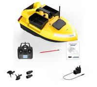 Quibuilds V020 RC Bait Boat con GPS, 3 bait hopper, 40 waypoint, proiettore LED, ritorno batteria scarica, sistema di rilascio a gancio, ideale per pesca in mare e lago, pesca notturna, regalo per