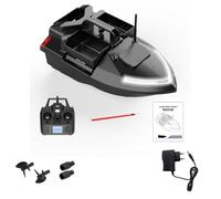Quibuilds V020 RC Bait Boat con GPS, 3 Bait Hopper, 40 Waypoint, Proiettori LED, Ritorno batteria scarica, Sistema di rilascio a gancio, ideale per pesca in mare e lago/pesca notturna, regalo per