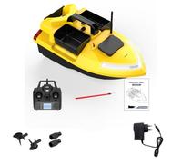 Quibuilds V020 RC Bait Boat con GPS, 3 Bait Hopper, 40 Waypoint, Proiettori LED, Ritorno batteria scarica, Sistema di rilascio a gancio, ideale per pesca in mare e lago/pesca notturna, regalo per