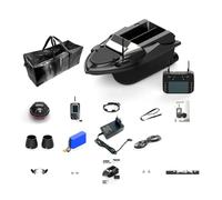 Quibuilds V080 RC Bait Boat con GPS, 12 V, tramoggia singola/doppia commutabile, portata 800 m, 9 zone di pesca e 180 punti di marina, ideale per pesca sul fiume, lago e mare, regalo per pescatori