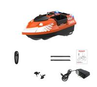 Quibuilds V802 Doppia Antenna RC Bait Boat, 4 Bait Hopper, 3KG Grande Capacità, 500m Raggio, 2 Modalità di Illuminazione, Built-in Gyro, Ideale per lago & Sea Fishing/Night Fishing, Regalo per Angle
