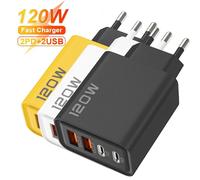 Quick Charge 3.0 Fast Charger Muti Total 120W 4 Port USB Type C PD Mobile Phone Wall Adapter for iPhone 16 Samsung S24 Xiaomi 15
