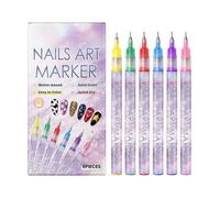 Quick Dry Nail Polish Pens, 6 Color Fine Tip Nail Design Markers, Precision Art Tools for DIY Manicure and Creative Drawing, Smooth Flow Paint Pens for Easy Styling Women Kids Girls Adults Salon Home