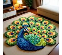 Quick-Dry Non-Slip Peacock Mat,Velvet Peacocks Feather Floral Area Rug,Elegant Peacocks Indoor Door Mat,Absorbent Non Slip Soft Carpet for Living Dining Room Home Decor