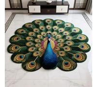 Quick-Dry Non-Slip Peacock Mat,Velvet Peacocks Feather Floral Area Rug,Elegant Peacocks Indoor Door Mat,Absorbent Non Slip Soft Carpet for Living Dining Room Home Decor