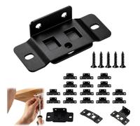 Quick Fitting Furniture Joint Bracket, Heavy-Duty L-Shape Interlocking Corner Brace, Metal Furniture Connectors with Screws for Cabinets Drawers Table Chair Bed Frame(Black-16PCS)