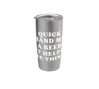 Quick Hand Me A Beer It Help Me Think Trivia Game Night Bicchiere termico in acciaio inox doppia parete
