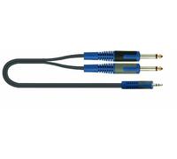 Quick-Lok Roksolid - Cavo audio da 2 jack mono da 6,3 mm a 1 jack mono da 3,5 mm, 2 m