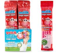 Quick Milk Espositore 20 Confezioni (100 Cannucce) - Cioccolato Fragola Vaniglia
