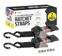 Quick n Easy - Cinghie autoretract con gancio a S, 2 cinghie retrattili in acciaio inox, 5,1 x 109,2 cm, con gancio a S, per barche, banchine, rimorchi