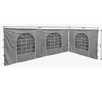 QUICK STAR 2 pannelli laterali con finestra in PVC 300 x 193 cm/400 x 193 cm per gazebo Sahara 3 x 4 m parete laterale grigio