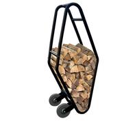 QUICK STAR Carrello per legna da ardere, 25 x 40 x 95 cm, nero verniciato a polvere, 2 ruote gommate, acciaio