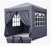 QUICK STAR Gazebo Pop-Up da Giardino, 2 x 2 m, Colore: Smoky Grey, con 4 Parti Laterali