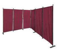 QUICK STAR Paravento 6 pezzi, 340 x 165 cm, in tessuto, divisorio, da giardino, per balcone, paravento, pieghevole, rosso rubino