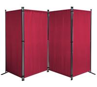 QUICK STAR Paravento da Giardino 220 x 165 cm 4 parti pieghevole Divisorio in Tessuto Balcone Protezione della Privacy Rosso Rubino