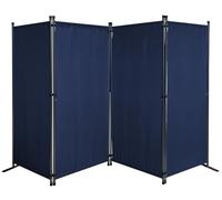 QUICK STAR Paravento da Giardino 220 x 165 cm 4 parti pieghevole Divisorio in Tessuto Balcone Protezione della Privacy Blu