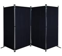QUICK STAR Paravento da Giardino 220 x 165 cm 4 parti pieghevole Divisorio in Tessuto Balcone Protezione della Privacy Nero