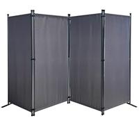QUICK STAR Paravento da Giardino 220 x 165 cm 4 parti pieghevole Divisorio in Tessuto Protezione della Privacy Grigio