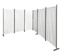 QUICK STAR Paravento da Giardino 340 x 165 cm 6 parti pieghevole Divisorio in Tessuto Balcone Protezione della Privacy Bianco