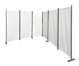 QUICK STAR Paravento da Giardino 340 x 165 cm 6 parti pieghevole Divisorio in Tessuto Balcone Protezione della Privacy Bianco